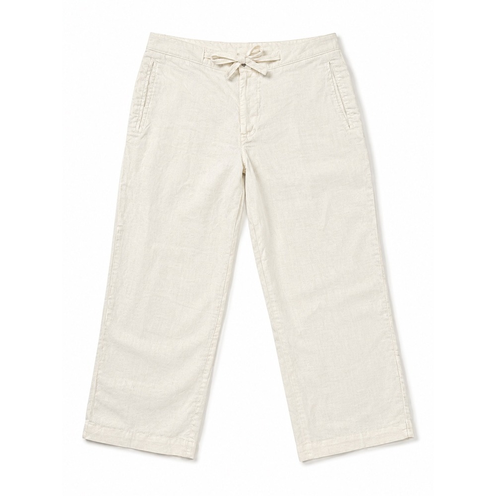 Tasso Elba Island Mens 34x29 Cream 100% Linen Drawstring Straight Leg Pants